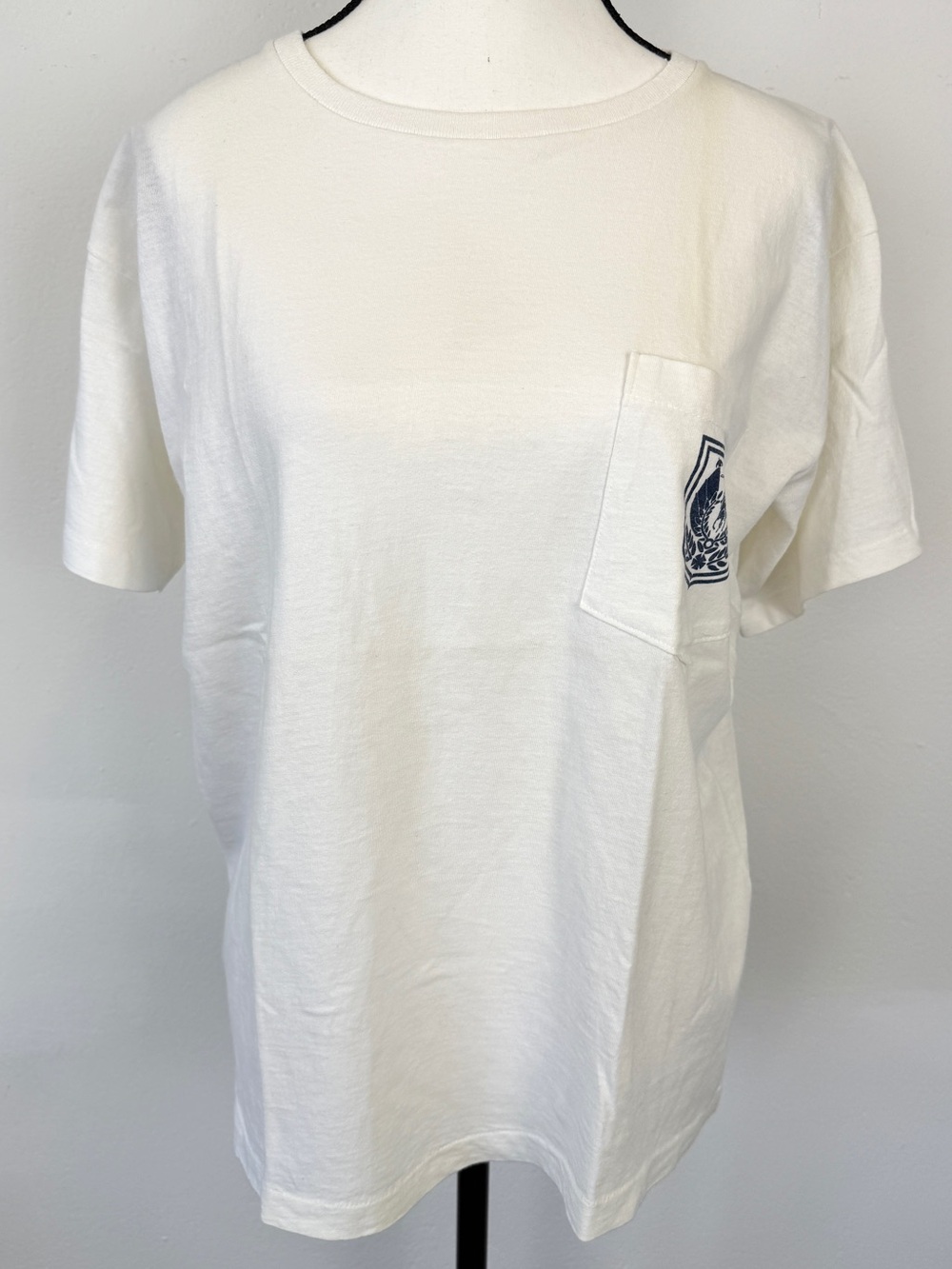 Lauren Ralph Lauren One Size White Crest Logo Pocket Short Sleeve T-Shirt